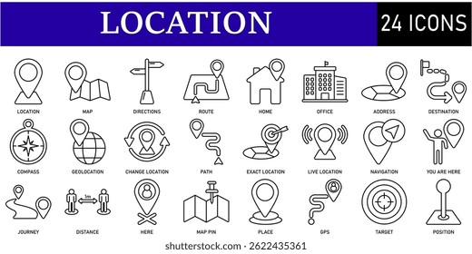 Set of Location Icons or symbols Vector fully editable file.