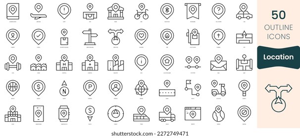 Set of location icons. Thin linear style icons Pack. Vector Illustration