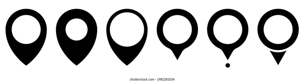 Set of location labels. Map pointer icon, location labels. Set of vector location icons isolated on white background. Stock illustration EPS 10.