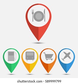 set of location map icon.flat design
