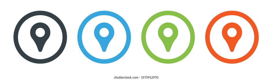 Set of location, map marker icons. Vector illustration on a white background