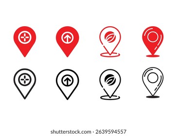 Set of Location Markers with Different Icons