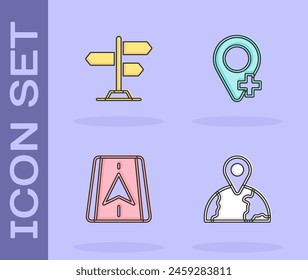 Set Location on the globe, Road traffic sign, City map navigation and  icon. Vector