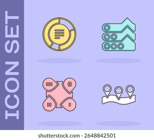 Set Location, Pie chart infographic, Infographic element and Graph, chart, diagram icon. Vector