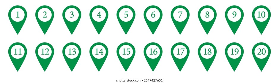 Set of Location pin icon with number set of Vector illustration in eps 10.