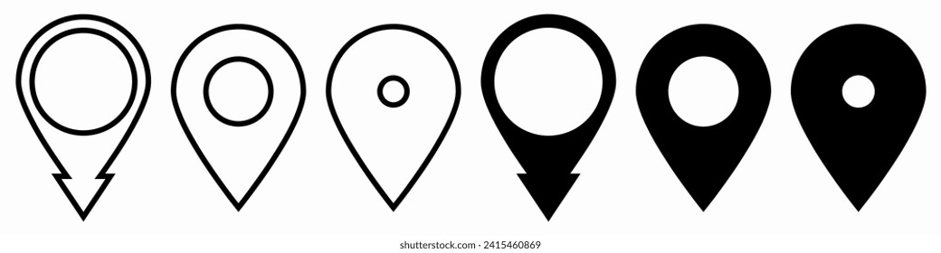 Set of Location pin icons. GPS marker. Vector illustration.