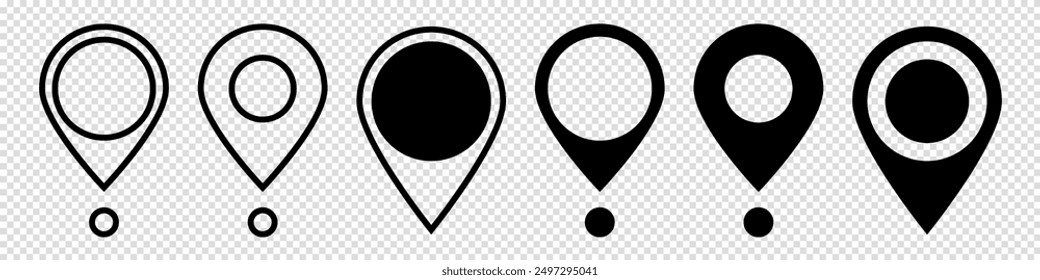 Set of Location pin icons. GPS marker. Vector illustration.