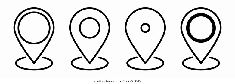 Set of Location pin icons. GPS marker. Vector illustration.