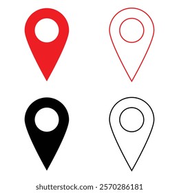 Set of location pin icons. GPS and map pin icon. navigation vector icon set. map marker pointer icon set. Destination Symbol. GPS location symbol collection. Vector illustration 
