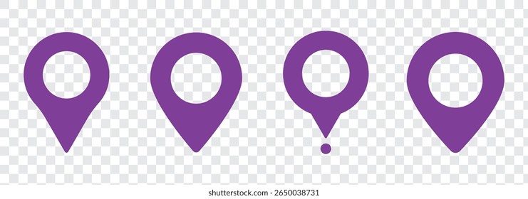 Set of location pin icons. Map marker pointer symbols, GPS location. Navigation map, location navigation icon, geo location point. Vector.