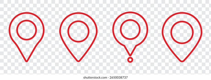 Set of location pin icons. Map marker pointer symbols, GPS location. Navigation map, location navigation icon, geo location point. Vector.