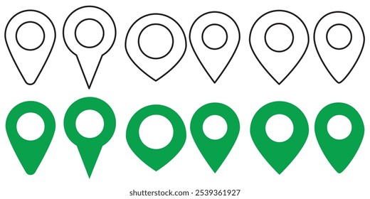 Set of Location pin icons. Modern map markers. Location mark icons. Map Marker Illustration. Destination Symbol. Pointer Logo. eps 10