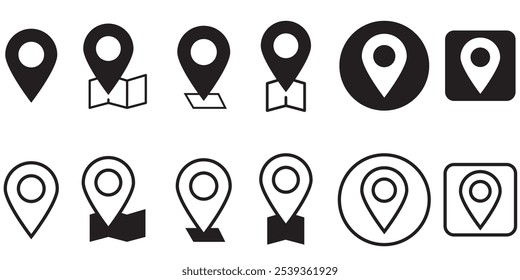 Set of Location pin icons. Modern map markers. Location mark icons. Map Marker Illustration. Destination Symbol. Pointer Logo. eps 10