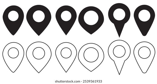 Set of Location pin icons. Modern map markers. Location mark icons. Map Marker Illustration. Destination Symbol. Pointer Logo. eps 10
