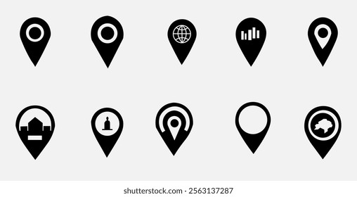 Set of Location pin icons. Modern map markers. Location mark icons. Map Marker Illustration.