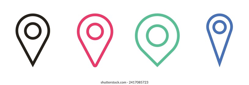 Set of location pin icons outline vector illustration design.
