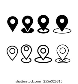 Set of location pin symbol vector, Map pin location sign icon vector illustration