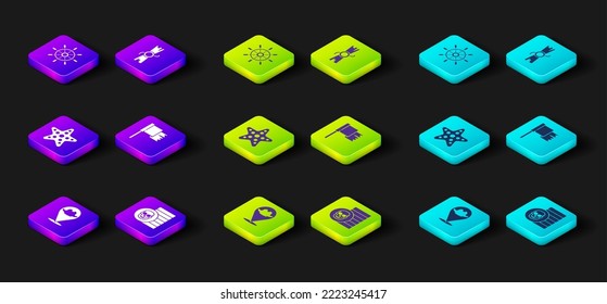 Set Location pirate, Pirate coin, Starfish, flag, Decree, parchment, scroll and Ship steering wheel icon. Vector