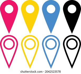 set of location pointers. Set of map pin icons. Modern map markers. location pin sign. map pin location icons. Modern map markers. Maps pin