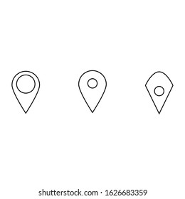 Set of location points. Minimalistic logo design. Linear black and white vector design. Navigation icon. Flat design for a GPS.