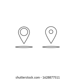 Set of location points. Minimalistic logo design. Linear black and white vector design. Navigation icon. Flat design for a GPS.