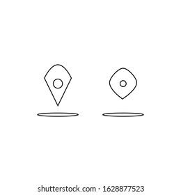 Set of location points. Minimalistic logo design. Linear black and white vector design. Navigation icon. Flat design for a GPS.