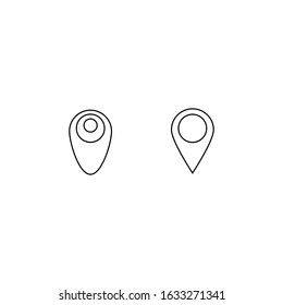 Set of location points. Minimalistic logo design. Linear black and white vector design. Navigation icon. Flat design for a GPS.