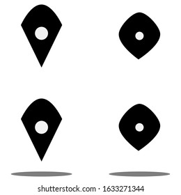Set of location points. Minimalistic logo design. Linear black and white vector design. Navigation icon. Flat design for a GPS.