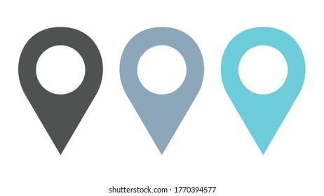 Juego de iconos de ubicación (posición), diseño de vectores planos