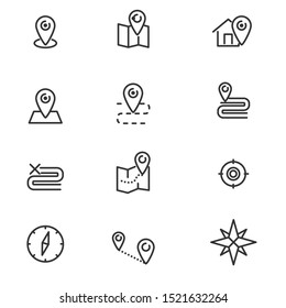 Set of location related icon with simple line design 