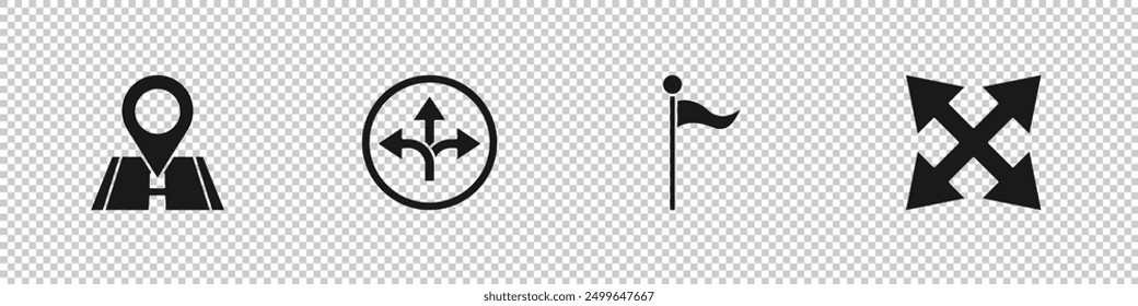 Set Location, Road traffic sign, marker and  icon. Vector