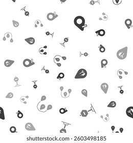 Set Location, Stop sign, Cafe and restaurant location and Route on seamless pattern. Vector