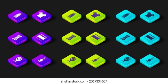Set Location tailor shop, Zipper, Yarn, Needle for sewing, T-shirt and Sewing thread icon. Vector