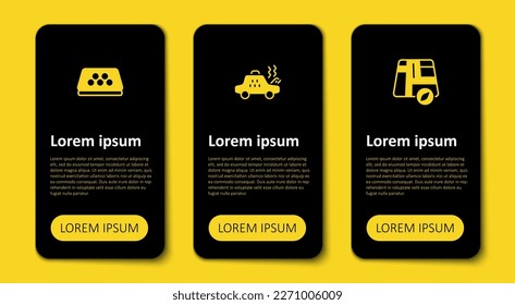 Set Location taxi car, Broken and Taxi roof. Business infographic template. Vector