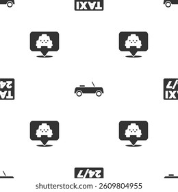 Set Location with taxi, Car and  on seamless pattern. Vector