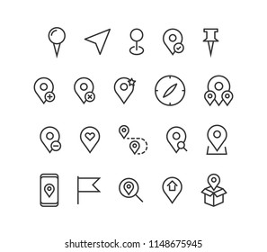 Set Locations Icons Editable Stroke. 48x48 Pixel Perfect.