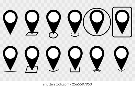  set of  locator icon, map pin vector logo template, symbol sign isolated on transparent background, Map Pin, Place, Location, Address, location icon. Vector map pin, red pin eps10