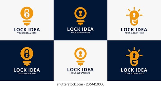 set of lock bulb logo inspiration