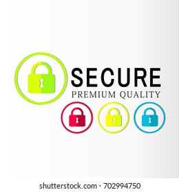  Set lock Icon Isolated on White Background.