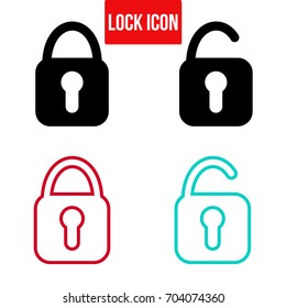 Set Lock Icon isolated on white background. Security symbol. Vector illustration, EPS10.