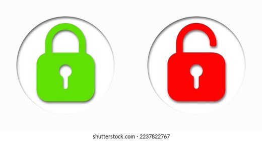 Set of lock icons, lock icon. Safety symbols. Vector illustration. Close and open lock padlock symbols. Sign of locked and unlocked padlock.