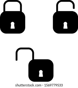 
set of lock icons, in open and closed position