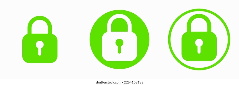 Set of lock icons, padlock icon. Safety protect symbols. Padlock closed symbols. Sign of locked padlock. Vector clipart illustration.