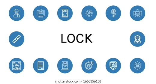 Conjunto de iconos de bloqueo. Como Detective, Contraseña, Prisión, Clave, Bloquear, Locker, Archivo, Entrada, Protección, Cifrado, Antivirus, Cinturón , iconos de bloqueo