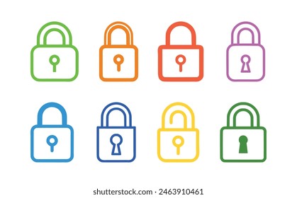 Conjunto de iconos de bloqueo. Ilustración vectorial en estilo plano