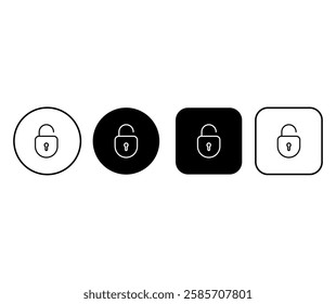 Set of lock icons. Web buttons with padlock silhouettes. Editable stroke
