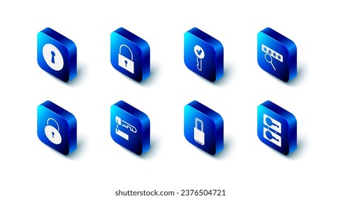 Fijar el icono Bloquear, Clave, Protección de contraseña, Teclas de conversión, Marcado y Teclado. Vector
