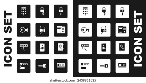 Set Lock picks for lock picking, repair, Key, Password protection, House intercom system, Safe and  icon. Vector