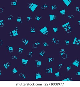 Set Lock, Ringing alarm bell, Fire sprinkler system and Bomb on seamless pattern. Vector