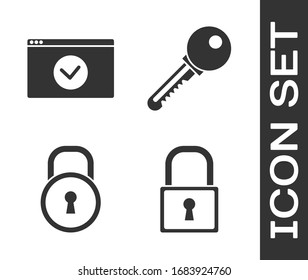 Set Lock , Secure your site with HTTPS, SSL, Lock  and Key  icon. Vector